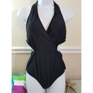 Coskaka One Piece Swim Suit Halter Style Tie Back Medium NWT